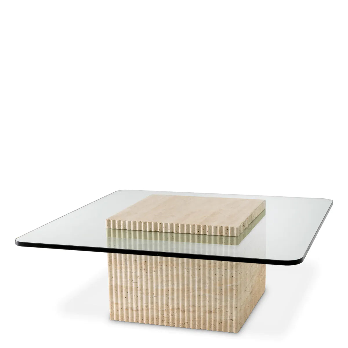 Brindisi Travertine & Glass Coffee Table
