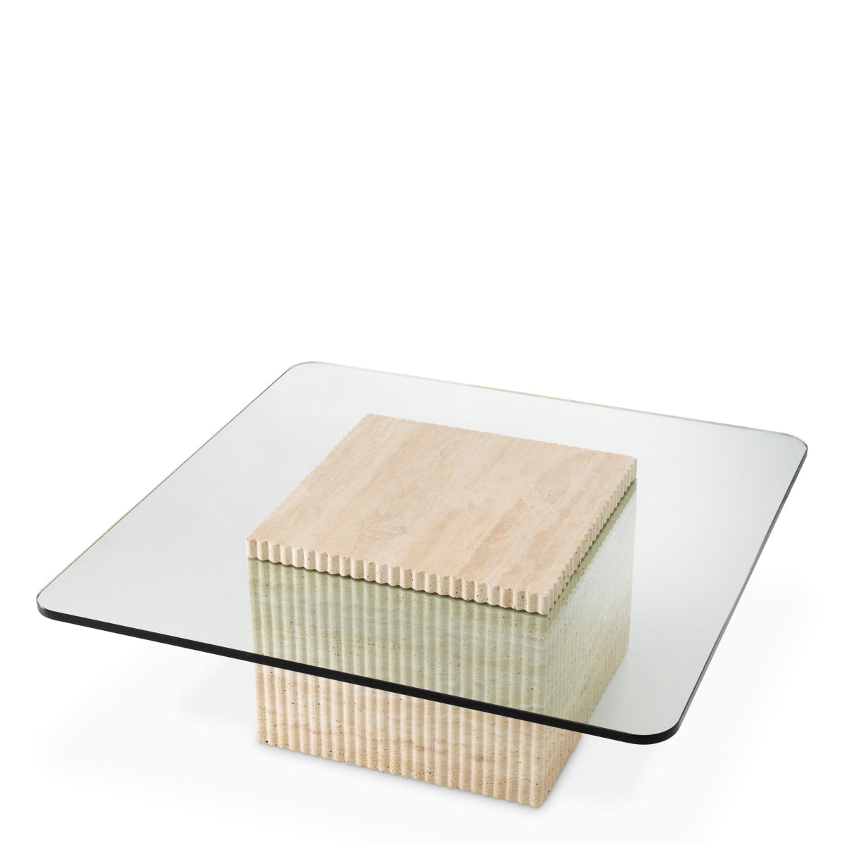 Brindisi Travertine & Glass Coffee Table