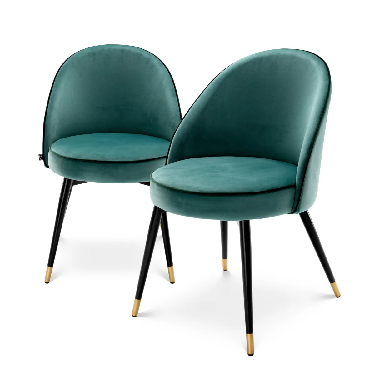 Cooper Dining Chair Pair | Roche Turquoise Velvet