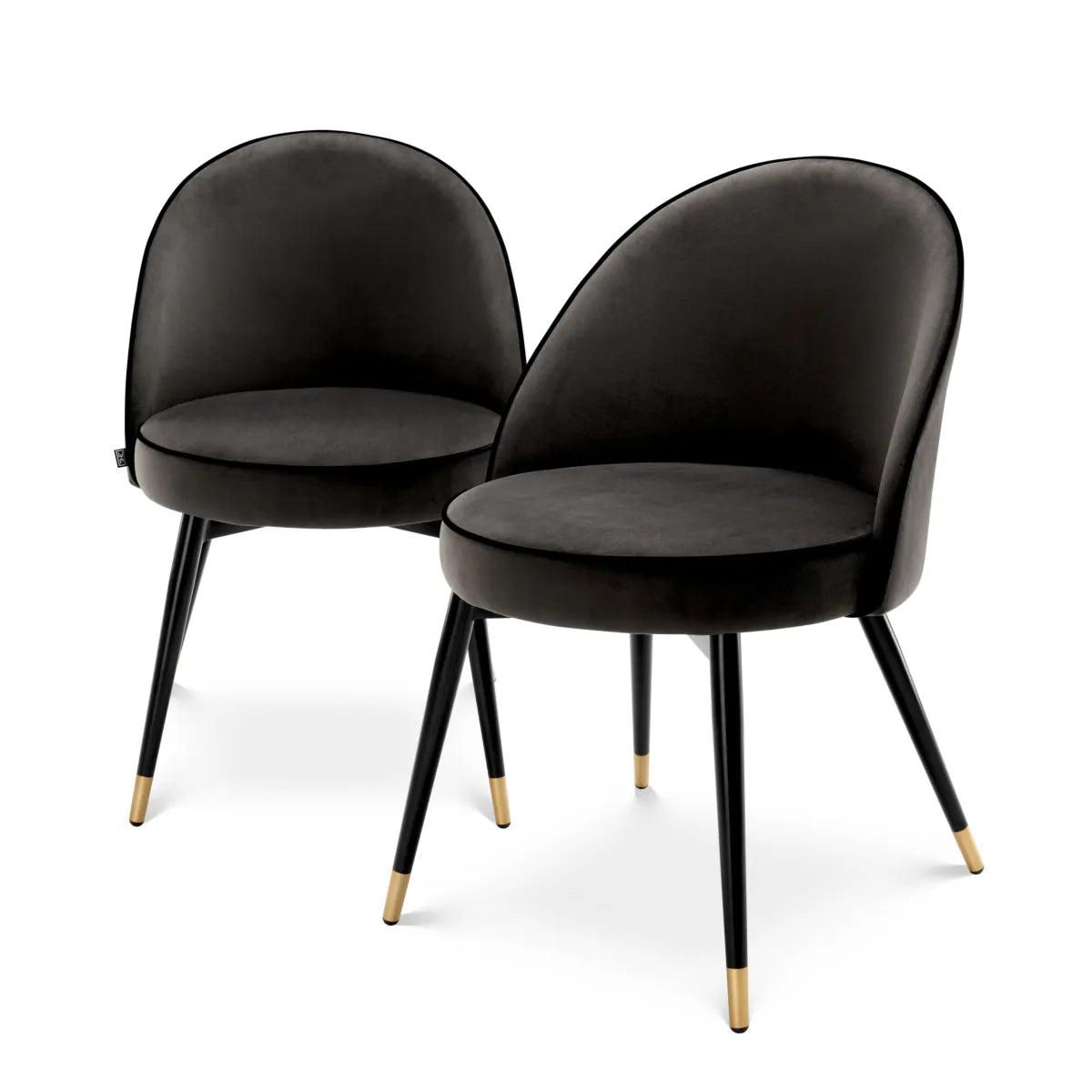 Cooper Dining Chair Pair | Roche Dark Grey Velvet