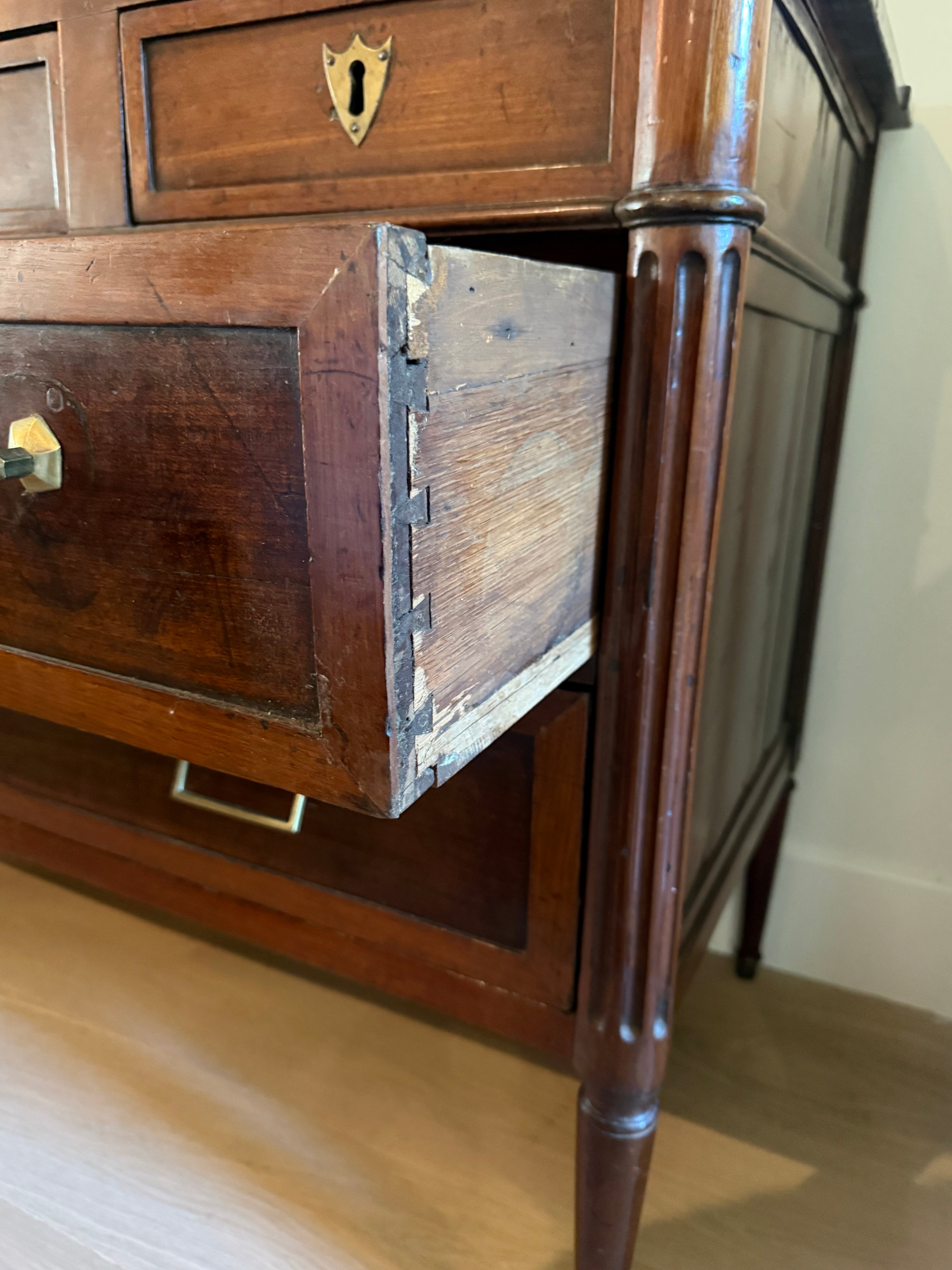 French Mahogany Chest Of Drawers with Petite Granite Top