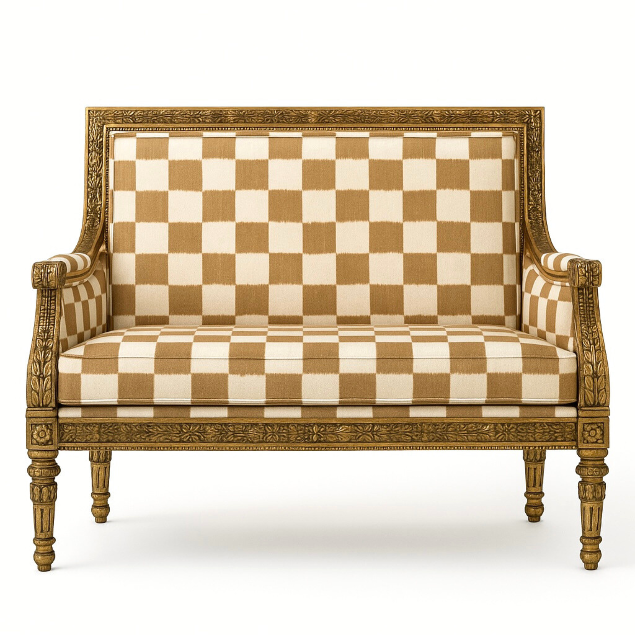 Georges Jacob Petite Settee | Checkerboard Toffee