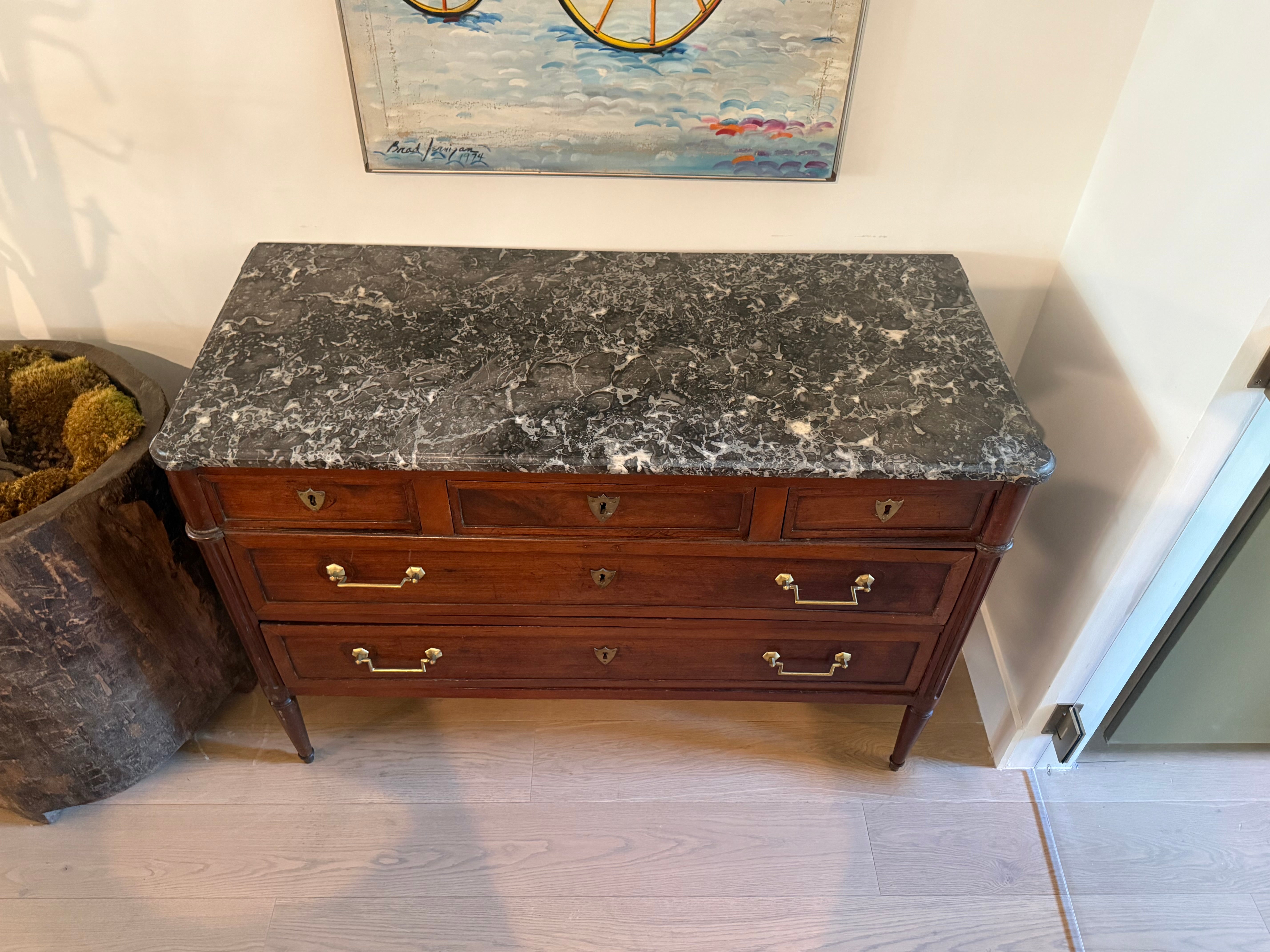 French Mahogany Chest Of Drawers with Petite Granite Top