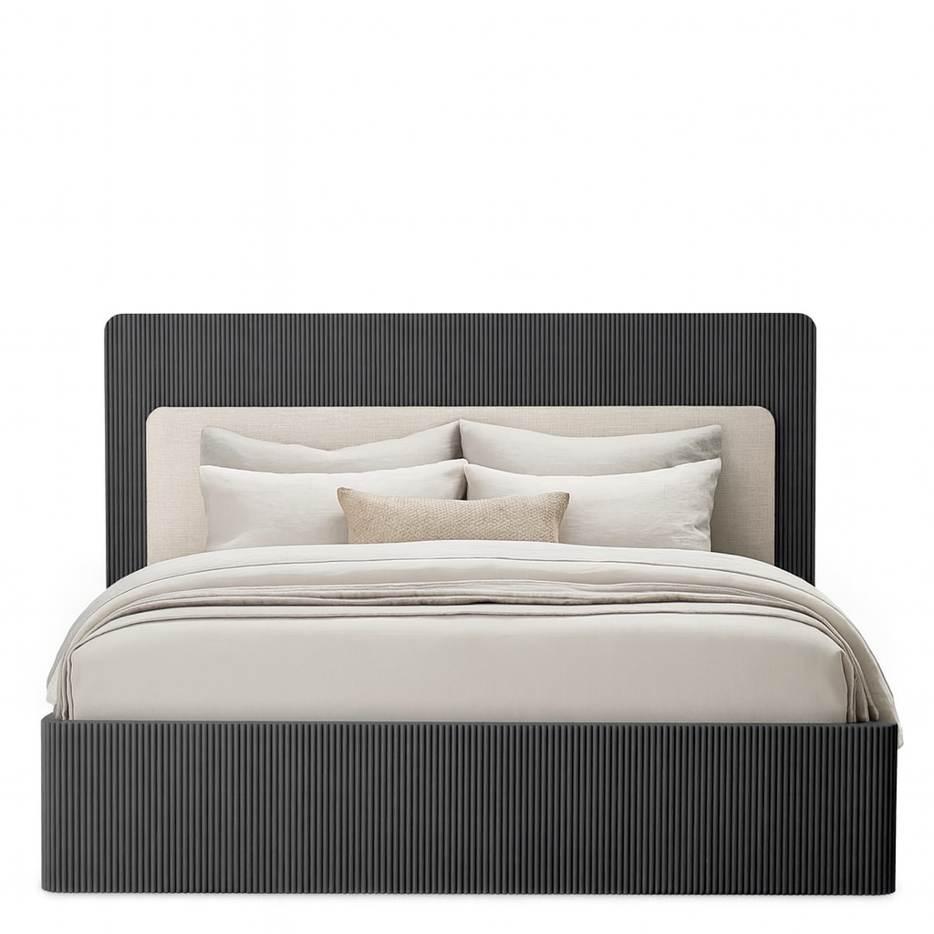 Dimitrios Fluted Oak Bed | Black