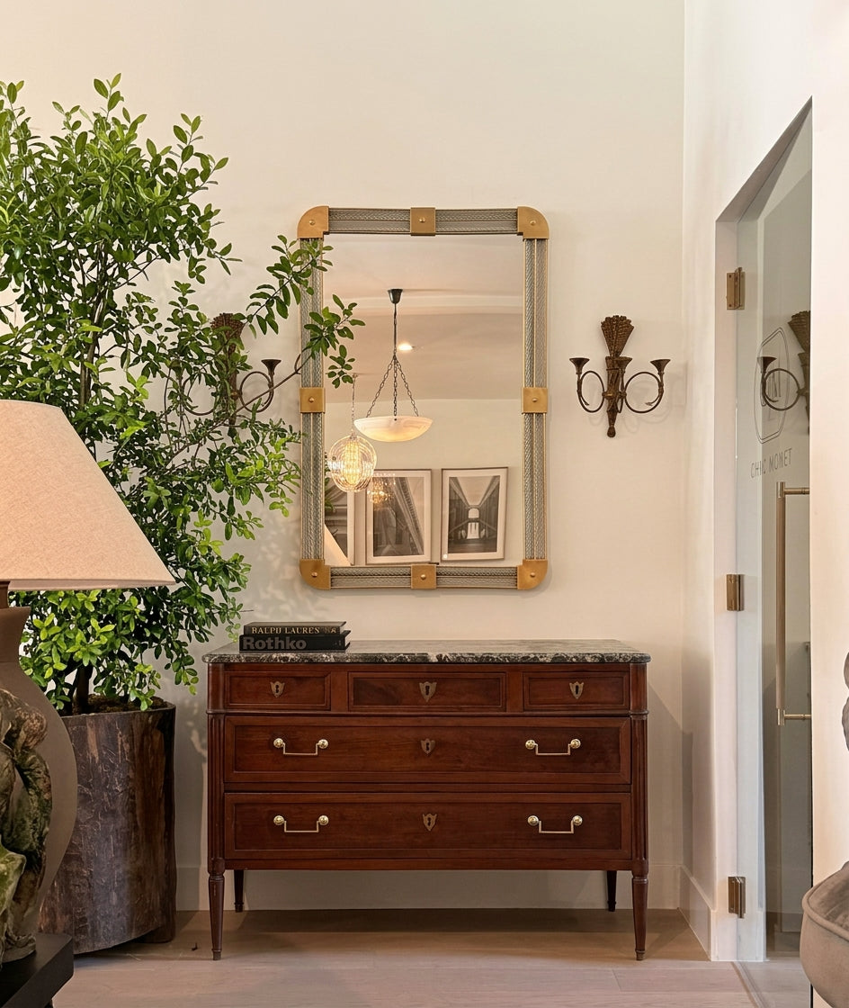 French Mahogany Chest Of Drawers with Petite Granite Top