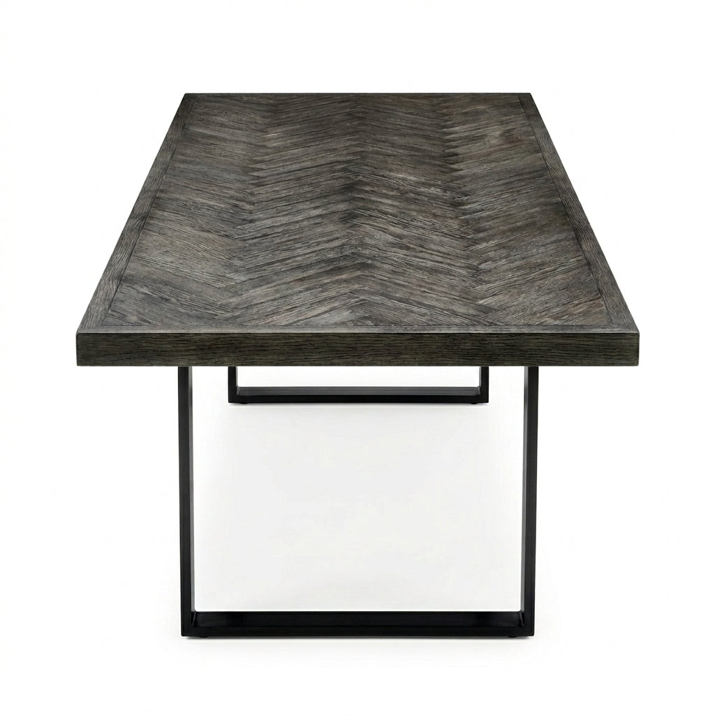 Melchior Large Dining Table | Charcoal Oak & Bronze