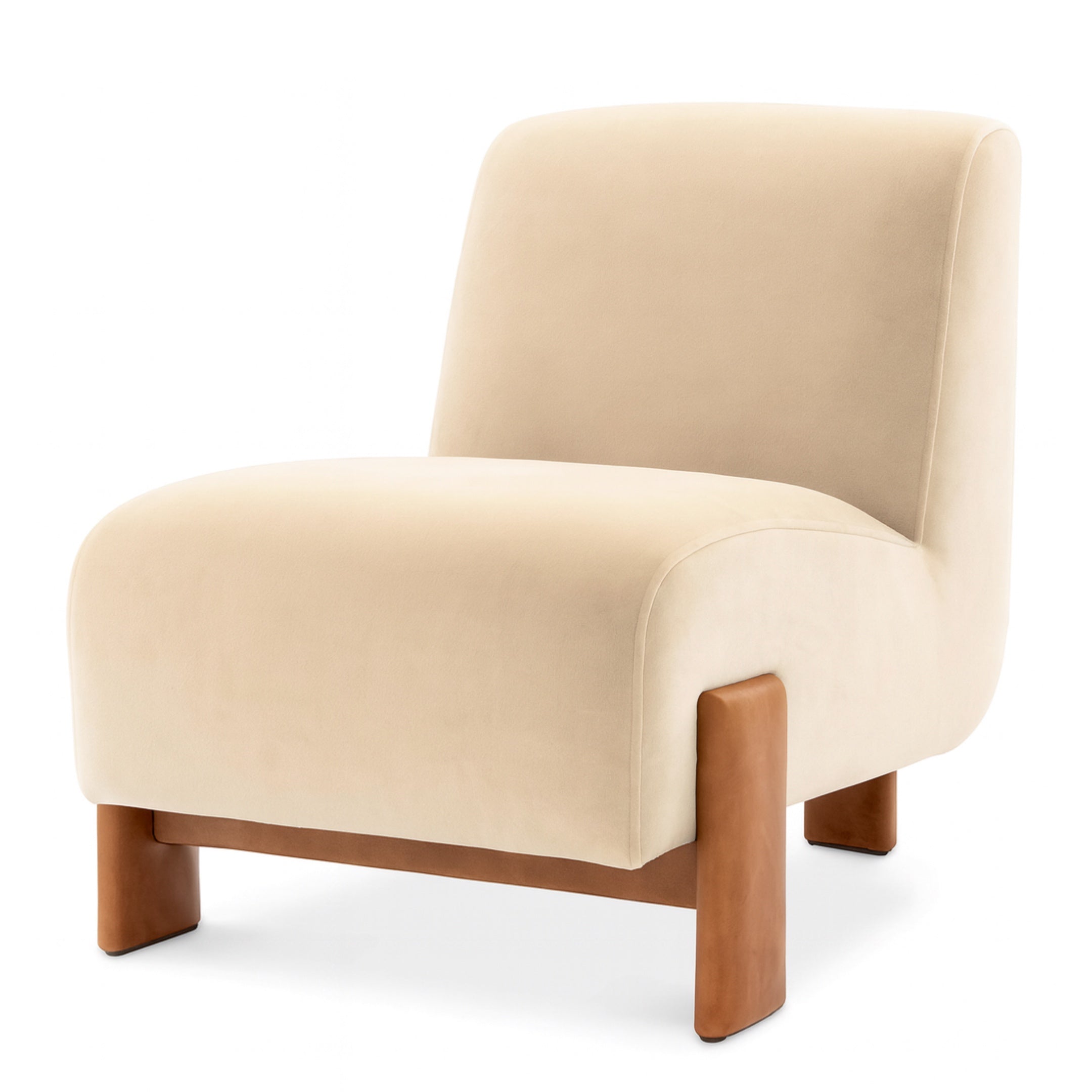 Rockdale Lounge Chair | Saddle Leather & Velvet