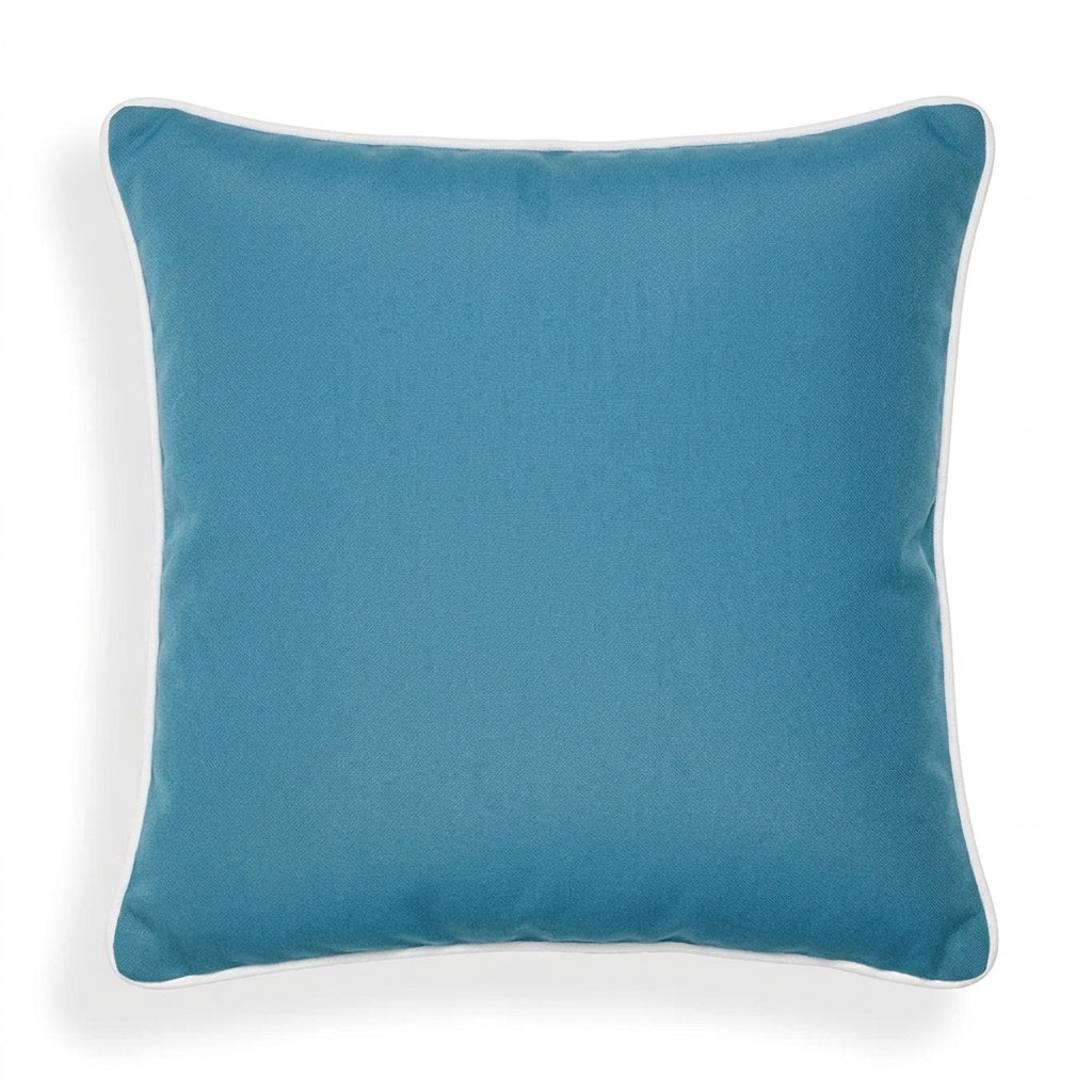 Universal Blue Outdoor Pillow | White Piping