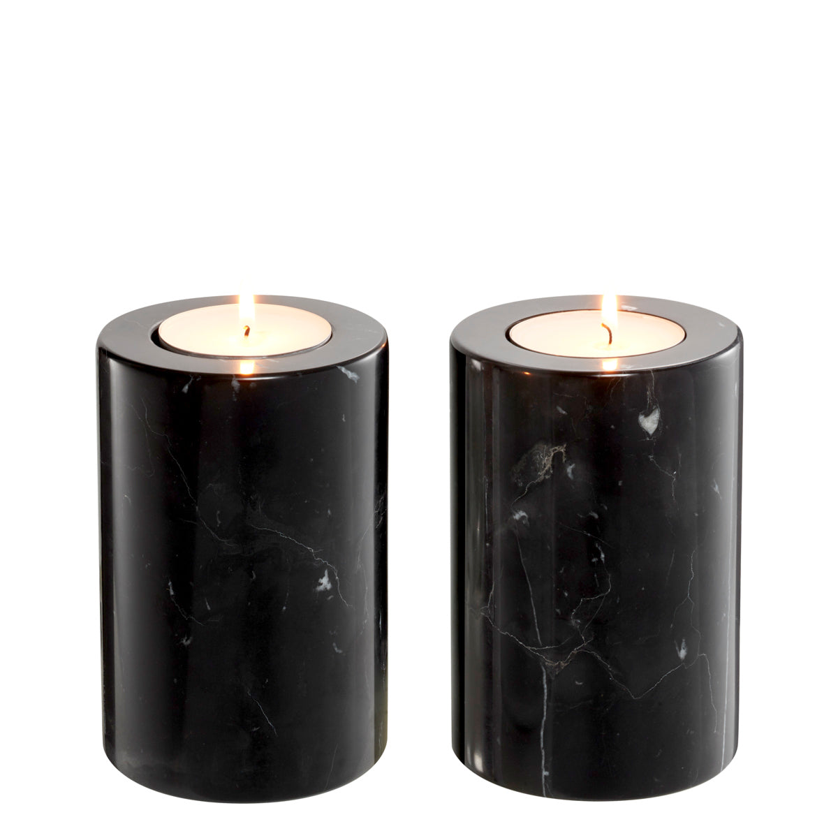 Medium Black Tobor Tealight Holders | Set of 2