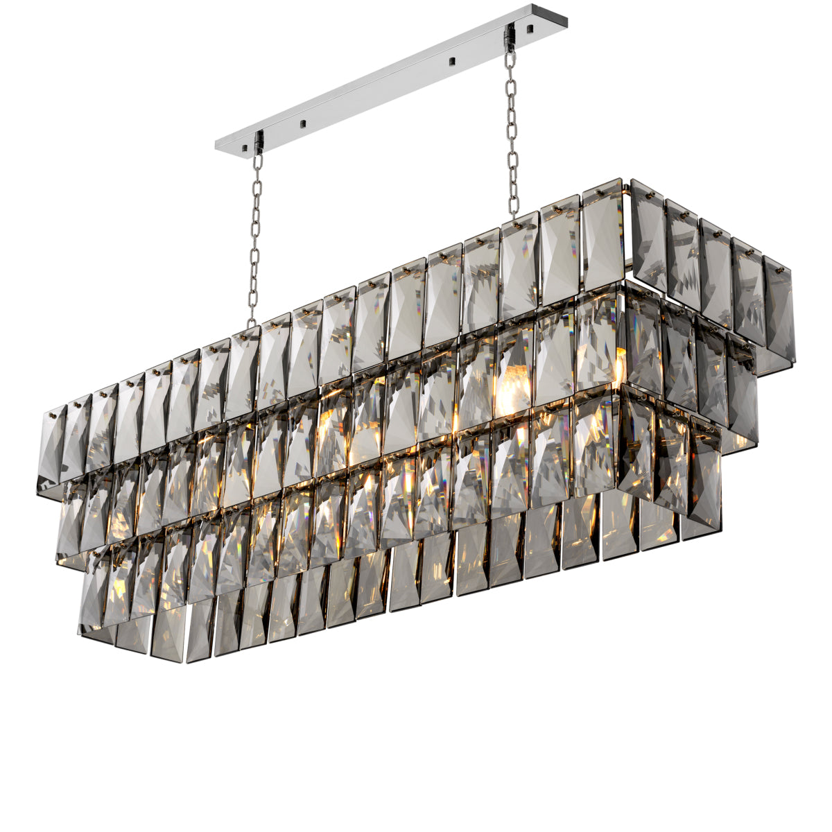 Amazone Linear Chandelier | Smoked Crystal