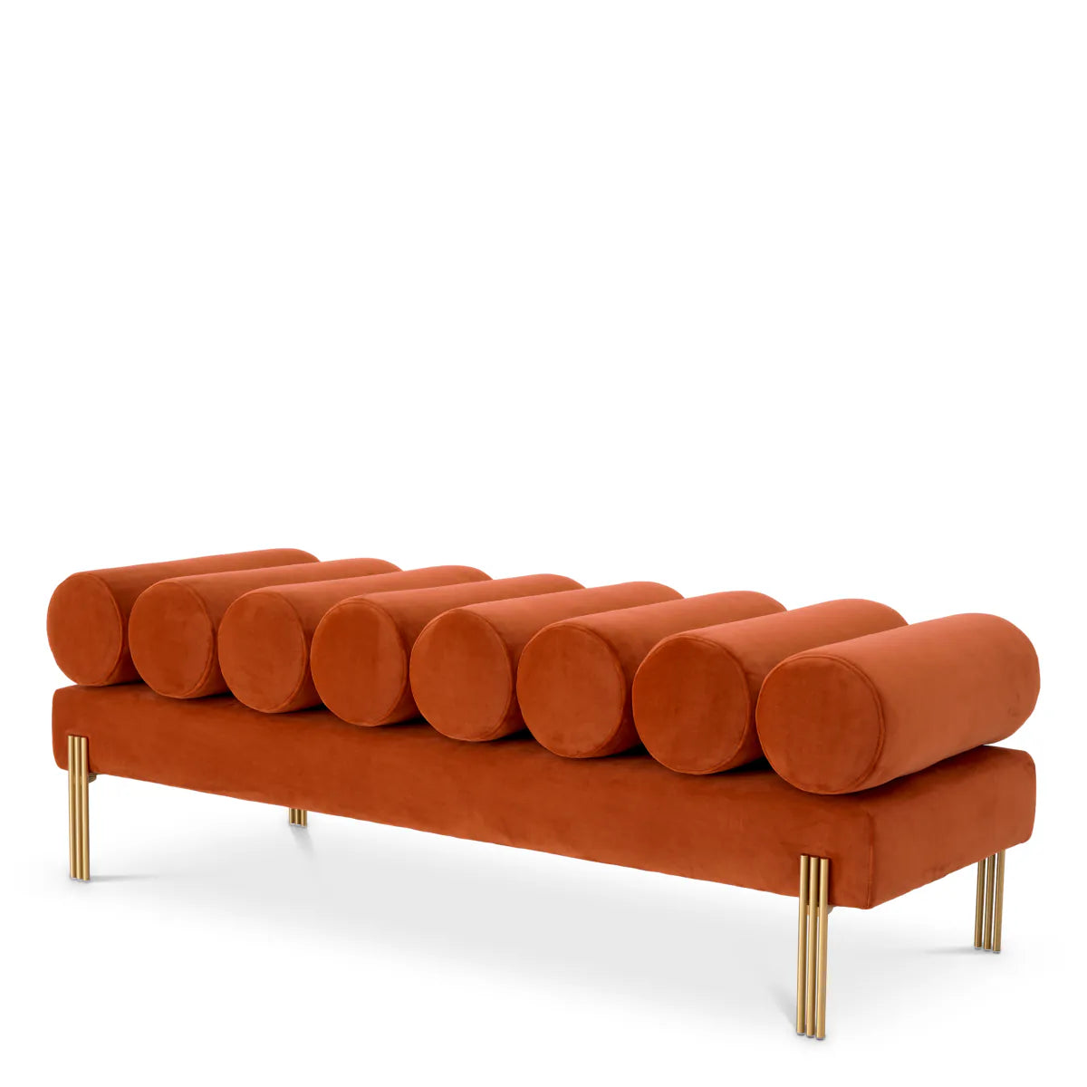 Oxley Bench | Savona orange velvet