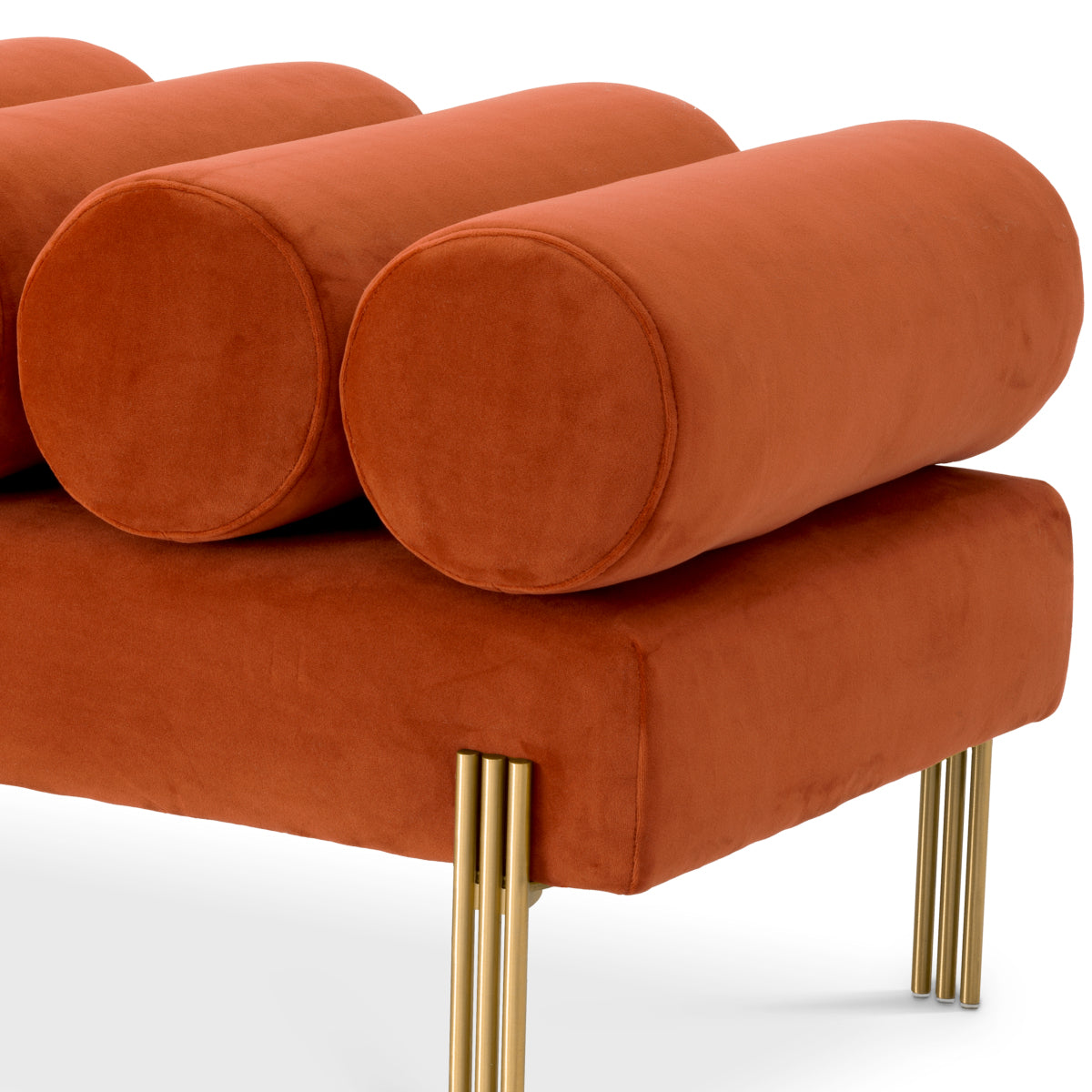 Oxley Bench | Savona orange velvet