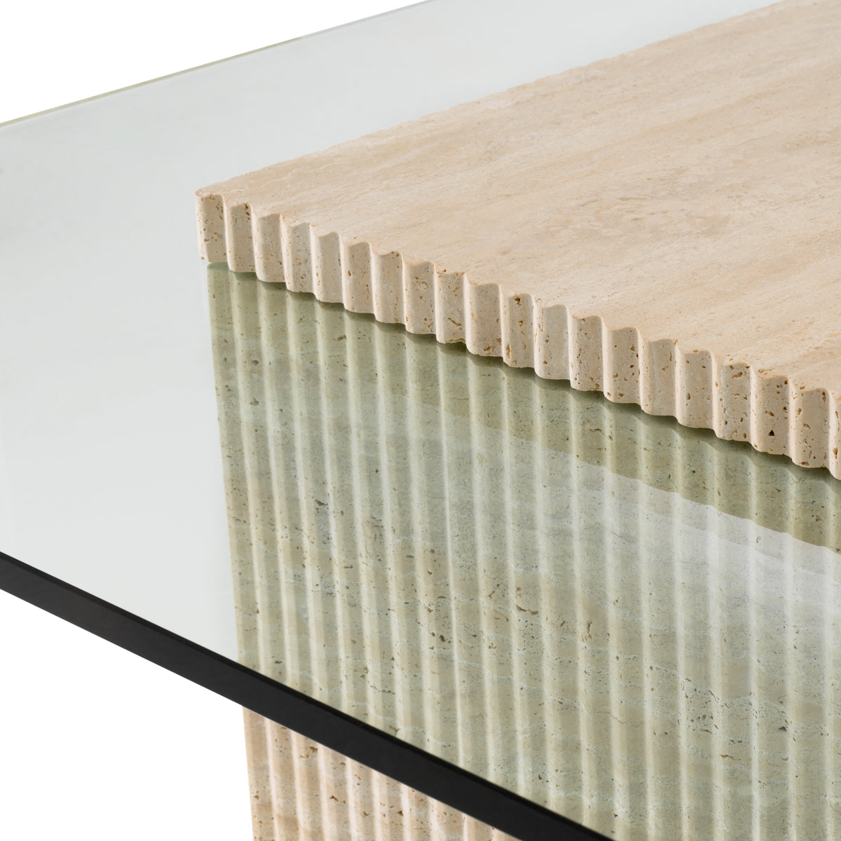 Brindisi Travertine & Glass Coffee Table