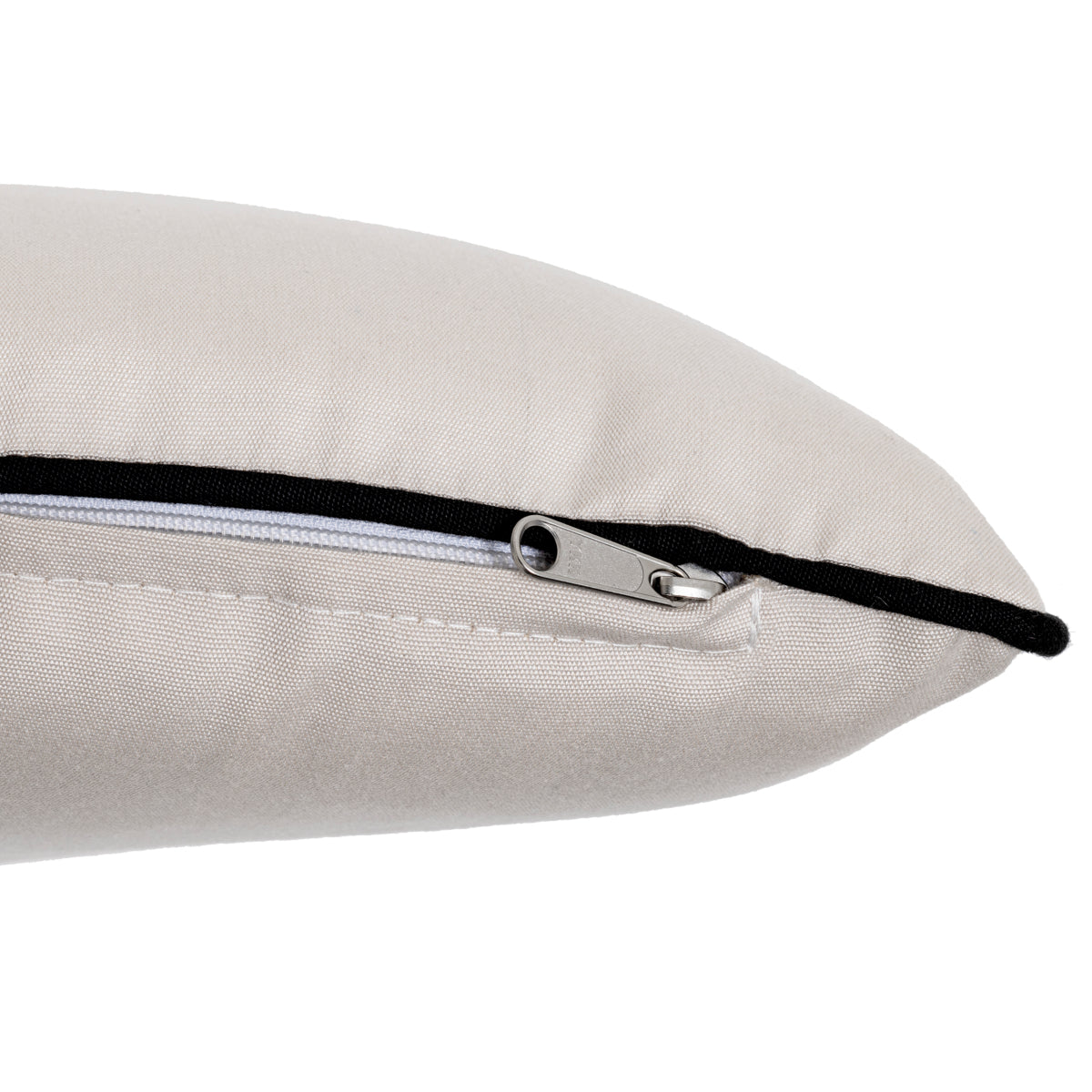 Universal White Outdoor Pillow | Black Piping