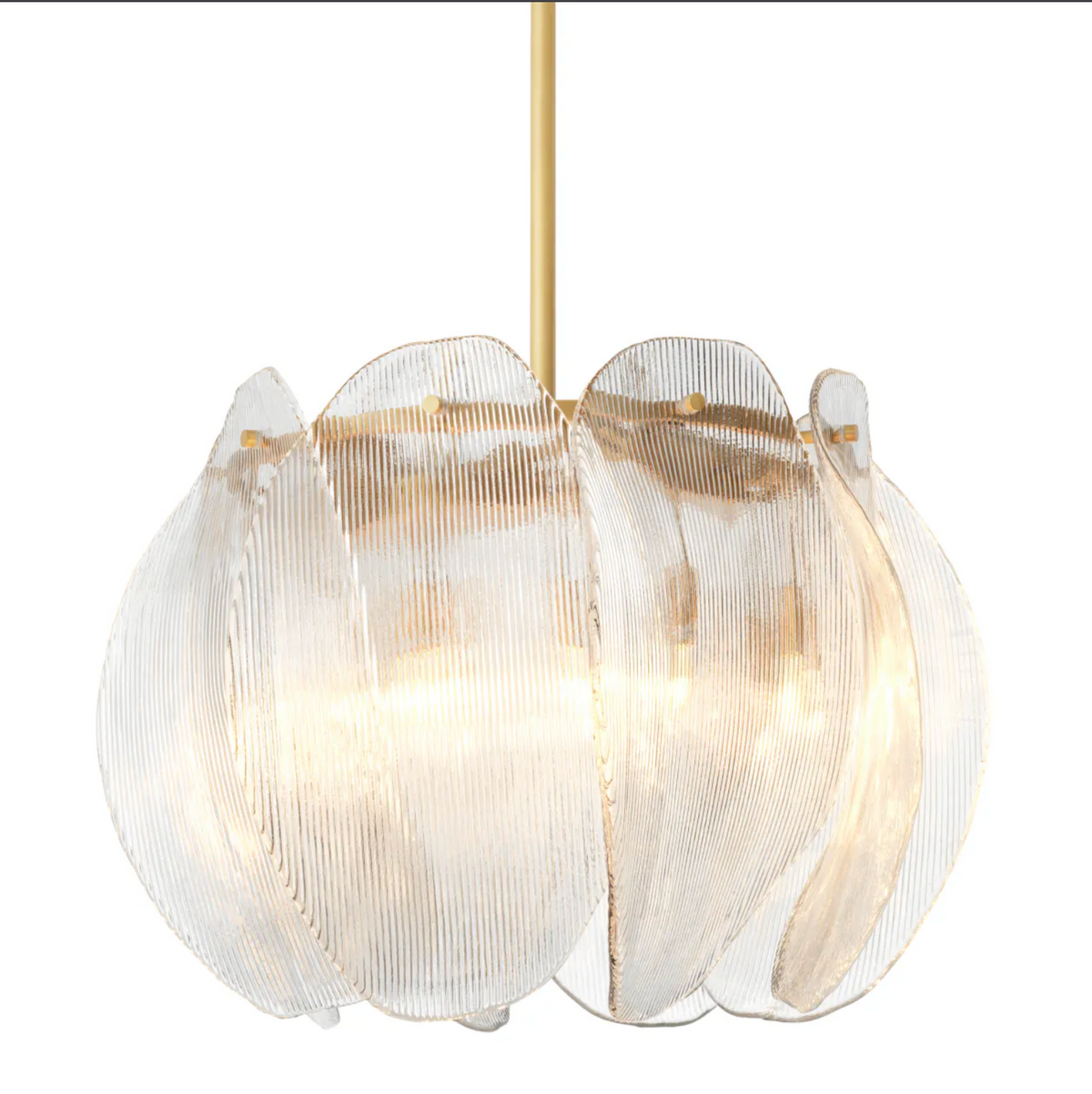 A luxurious Eichholtz Hibis L Chandelier featuring a striking antique brass architectural frame, showcased in a curated interior setting by Eichholtz Los Angeles.